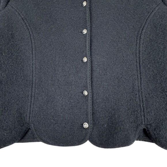 Vintage Womens Thick Wool Cardigan Jacket L Black Stretch Designed By Deans - Picture 6 of 16